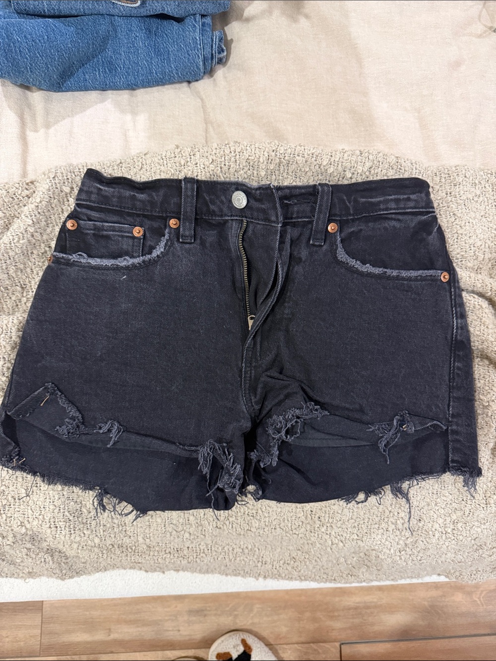 Abercrombie & Fitch Black Distressed Denim Shorts